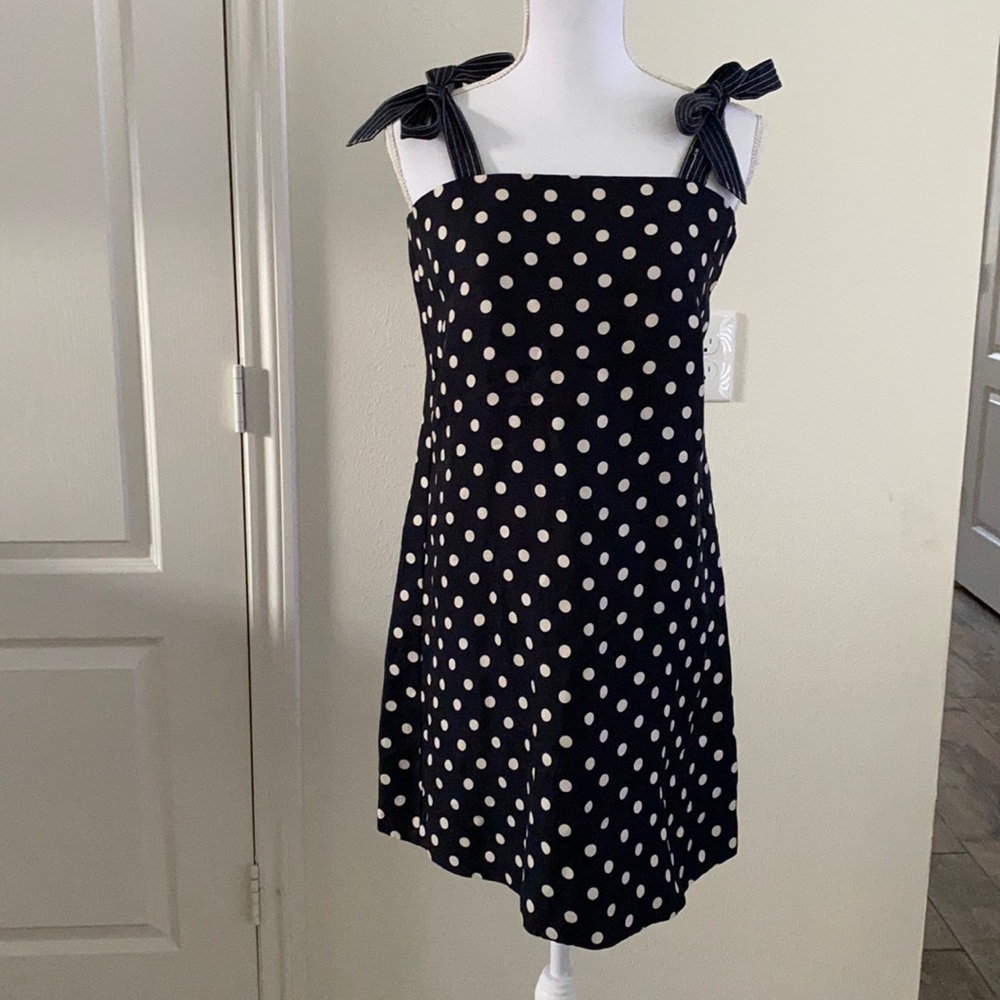 J crew polka dots tie strap a line dress